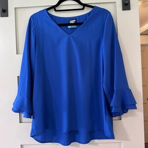 Lands' End Blue Bell Sleeve Ruffled Blouse